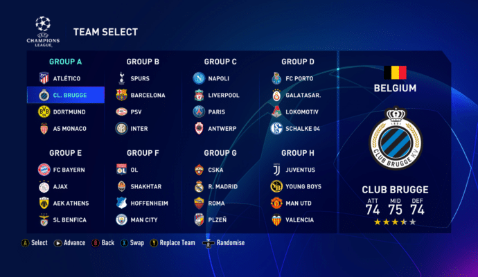 FIFA 19 - champions league bracket