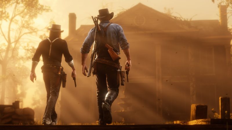 Red Dead Redemption 2 - Cowboy, couché de soleil, maison