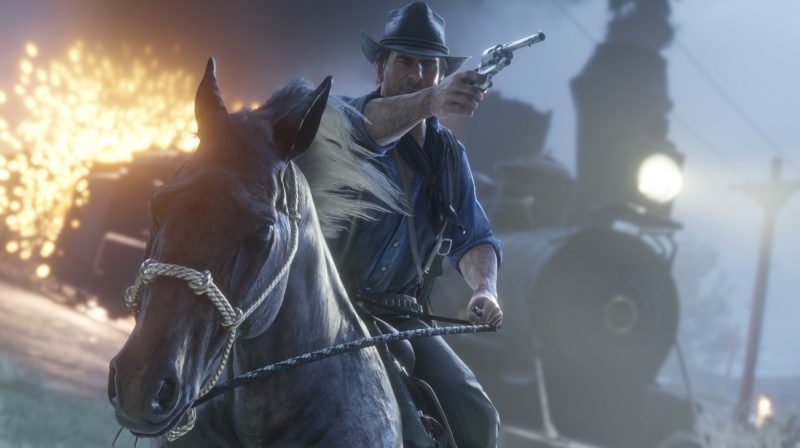 Red Dead Redemption 2 - feu, cheval, fusillade