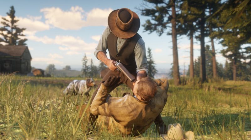 Red Dead Redemption 2 - menace, prairie, arbres