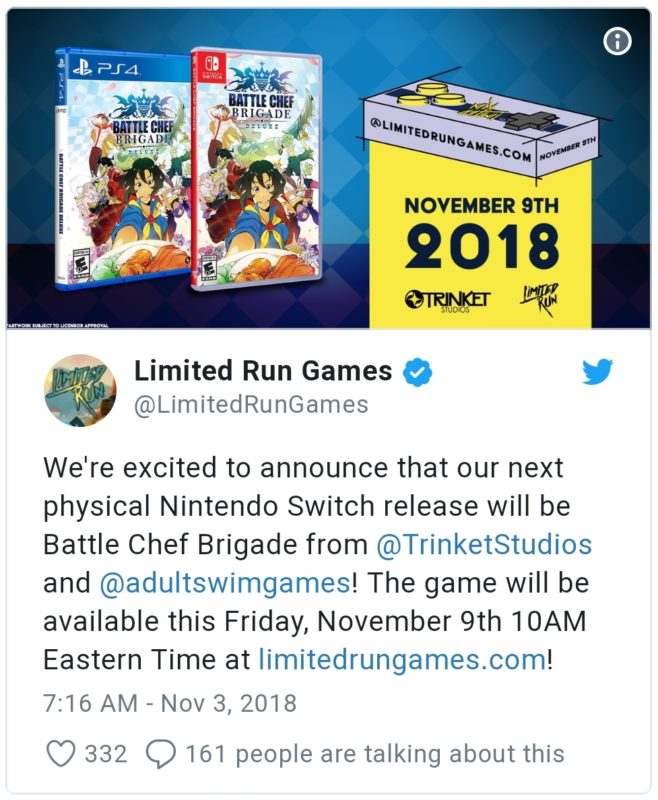 Battle Chef Brigade - Limited Run Games met une boîte