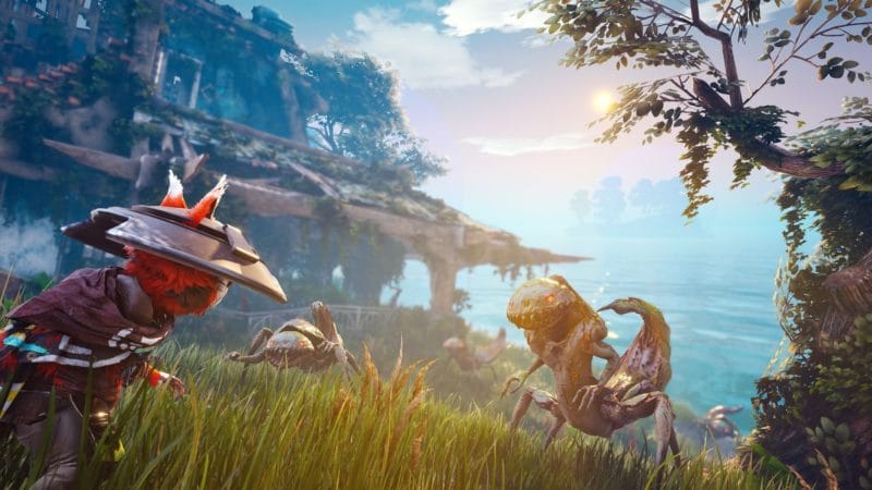 Biomutant Raccoon contre des scorpions