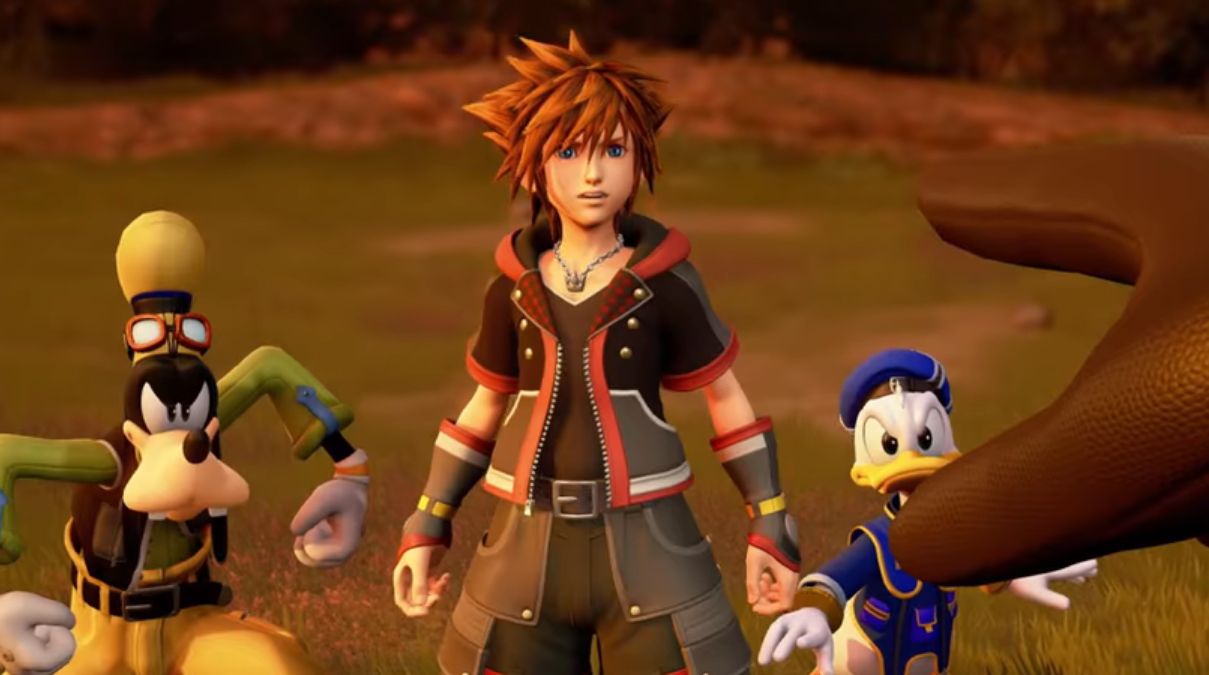 Kingdom Hearts III Sora Dingo et Donald pointés du doigt