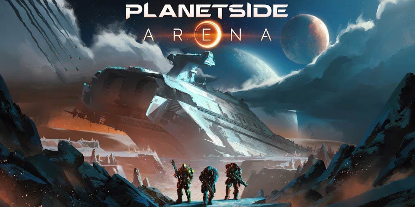 PlanetSide Arena titre Heros devant vaisseau