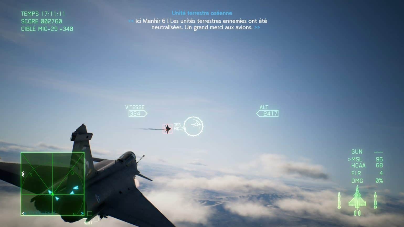 ace combat 7: skies unknown test au dessus des nuages