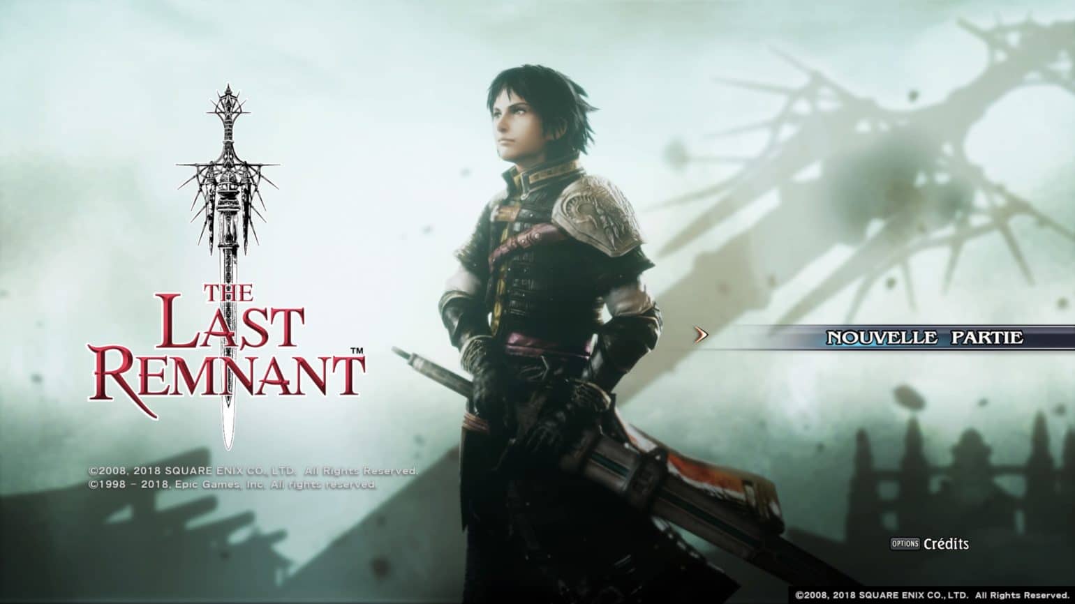 écran titre du jeu The Last Remnant Remastered sur PlayStation 4