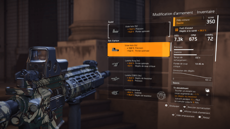 test the division 2 mods armes