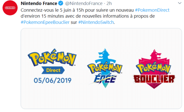 Pokémon Épée/Bouclier - Tweet Nintendo Direct Juin