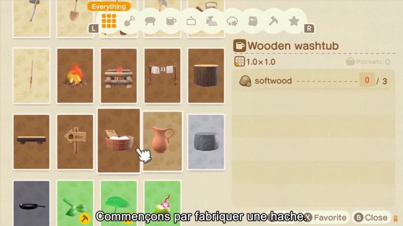 animal crossing: New Horizons - système de craft