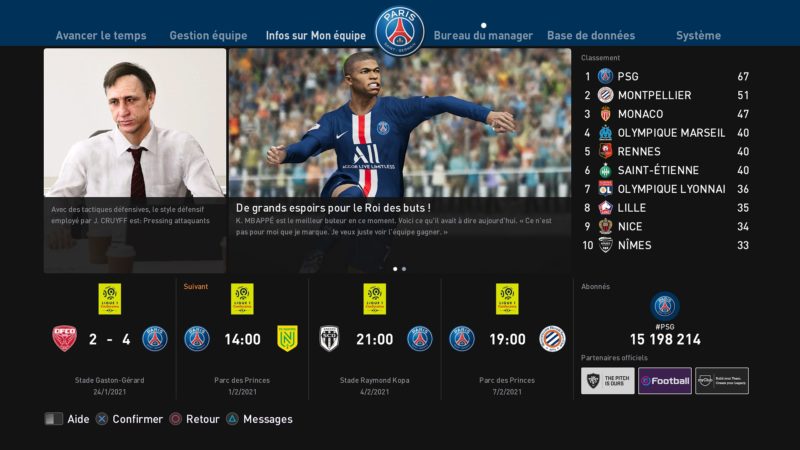 eFootball PES 2020 interface