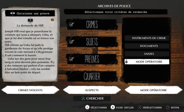 The Sinking City menu