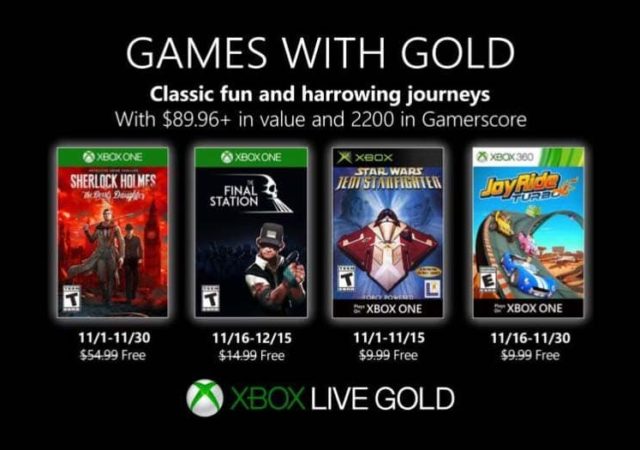 Programme Xbox Live Games With Gold de novembre 2019