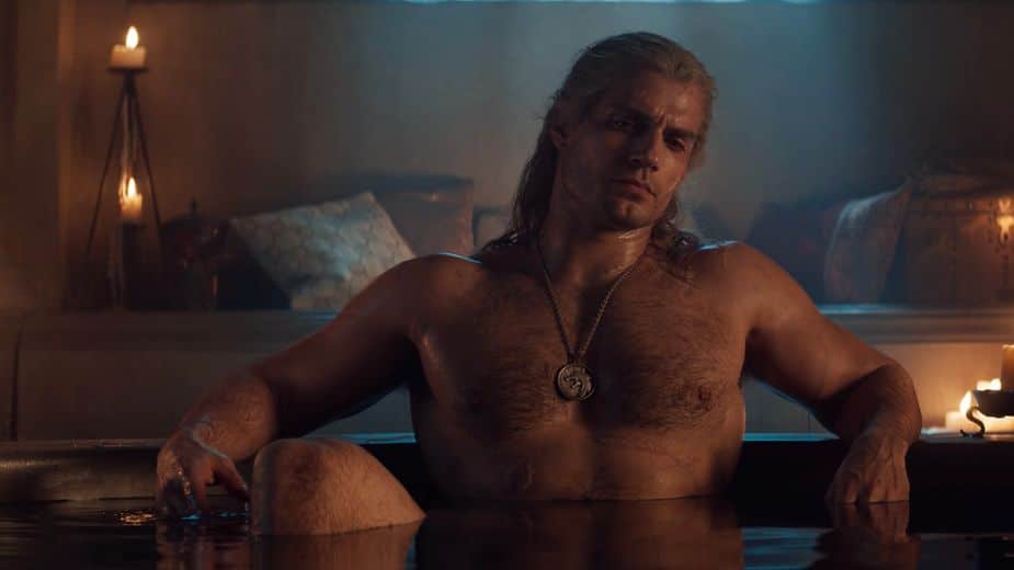 The Witcher serie Henri Cavill bain