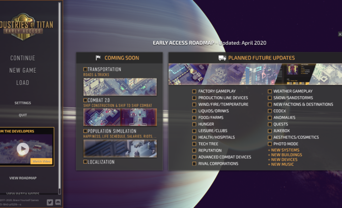 Industries of Titan roadmap