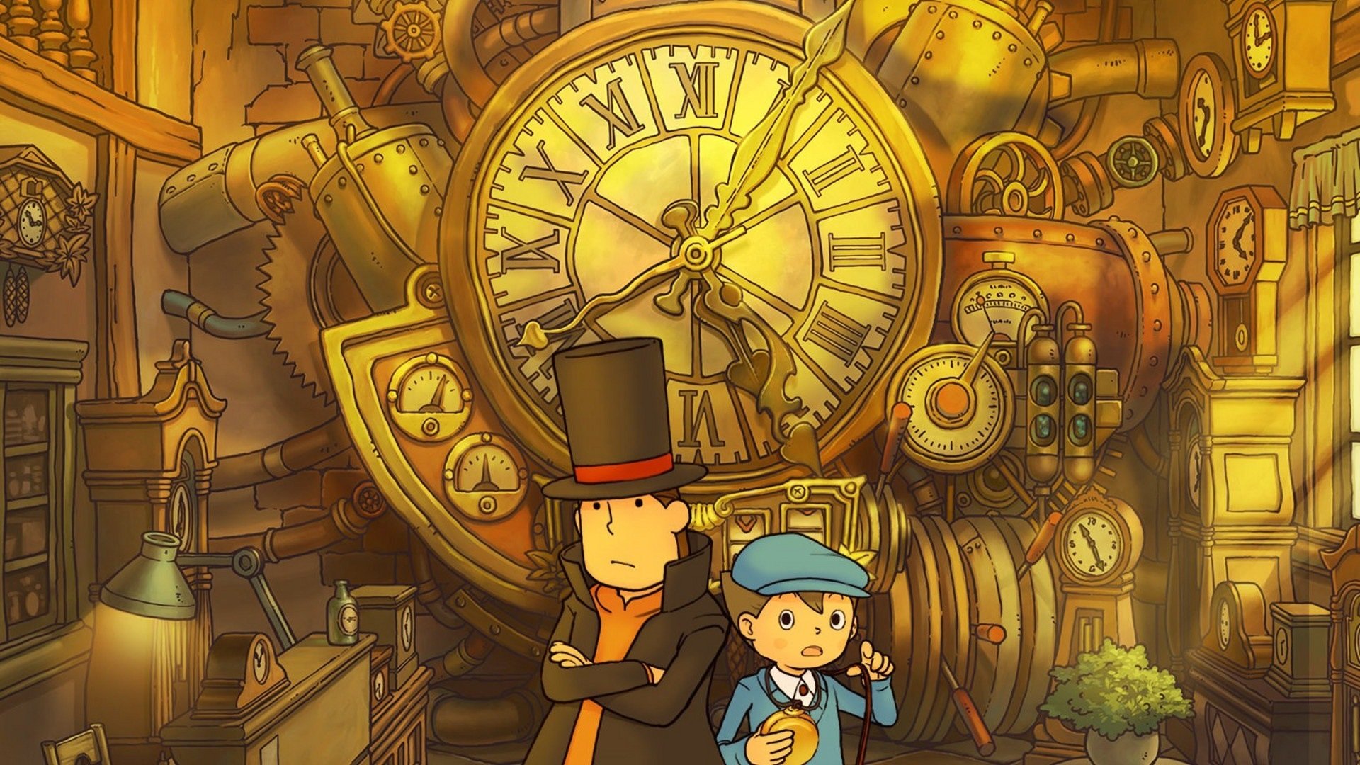 Professeur Layton et le Destin Perdu - layton et Luke face à la machine à voyager dans le temps