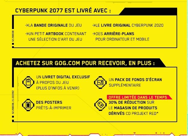 cyberpunk 2077 goodies achat et GoG