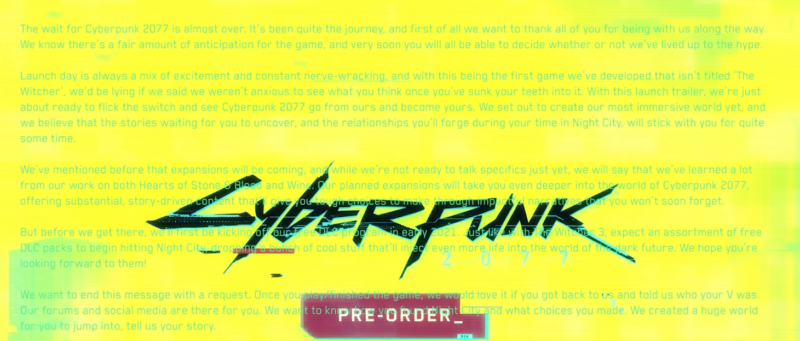 cyberpunk 2077 message caché