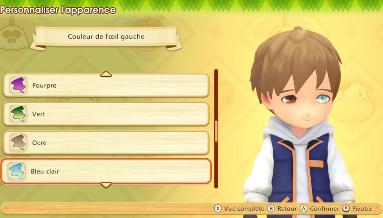   Story of Seasons: Pioneers of Olive Town création personnage