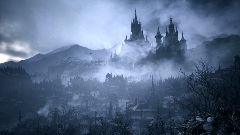 Resident Evil Village chateau neige