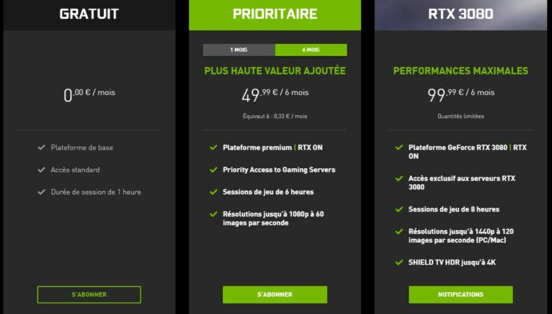 GeForce Now Prix