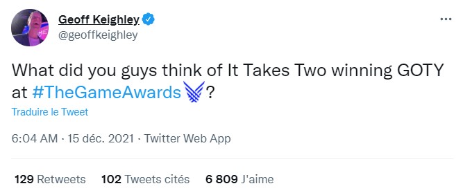 Tweet Game Awards Geoff Keighley