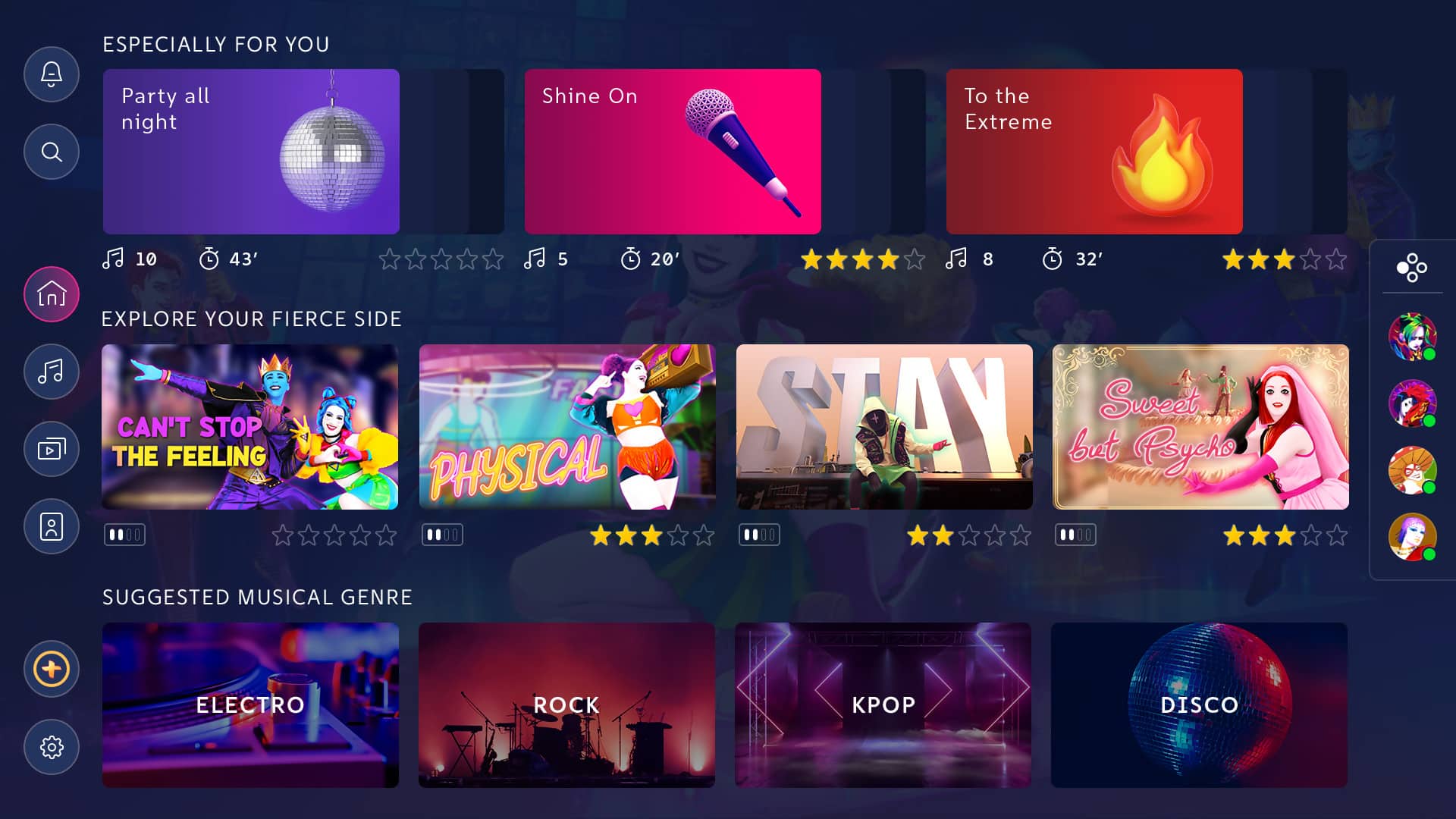 Just Dance 2023 interface