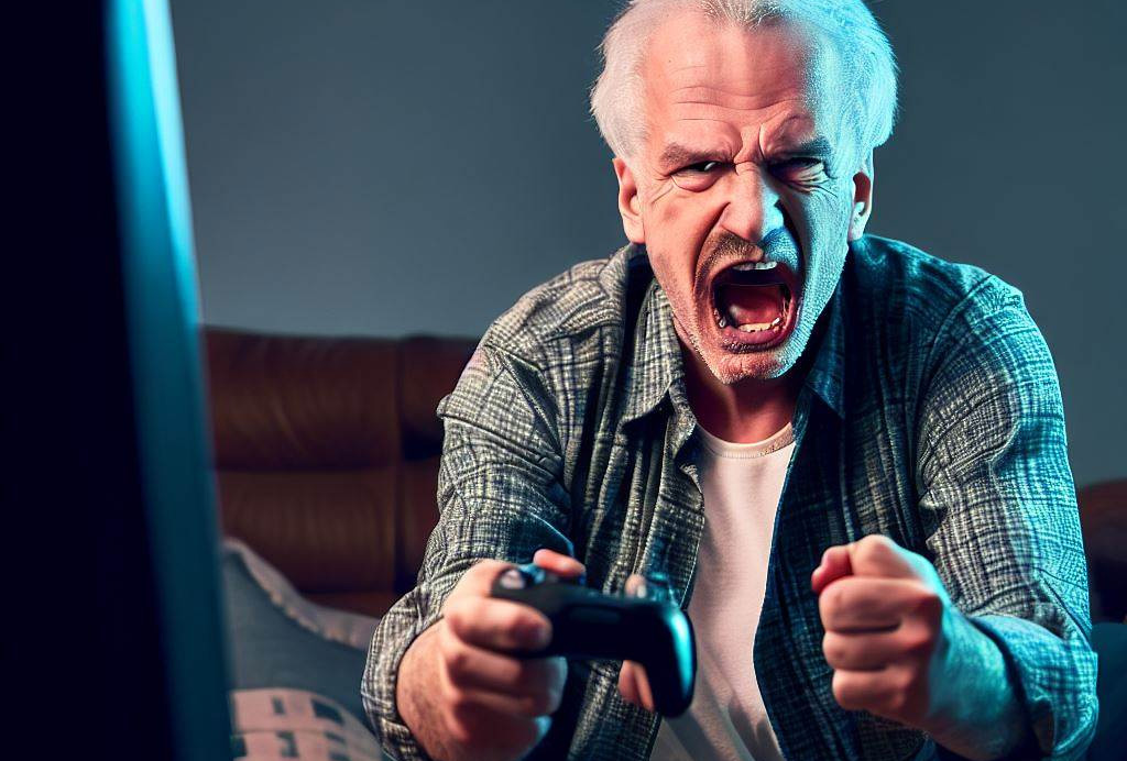 Seniors jeux vidéo énervés