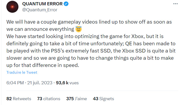 Quantum Error développement Xbox Series