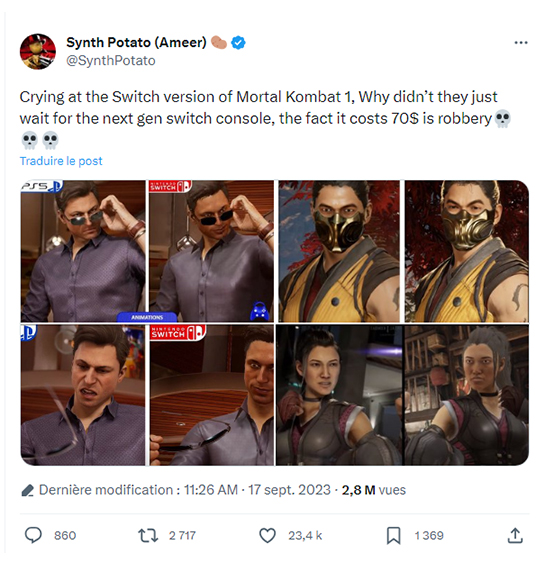 Mortal Kombat 1 Switch Tweet