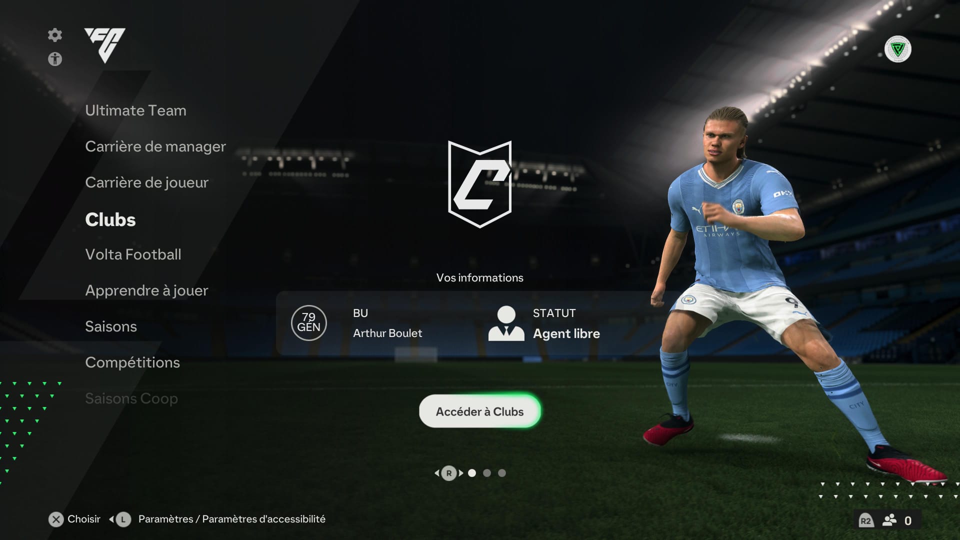 Les menus d'EA Sports FC sont sobres, et c'est tant mieux