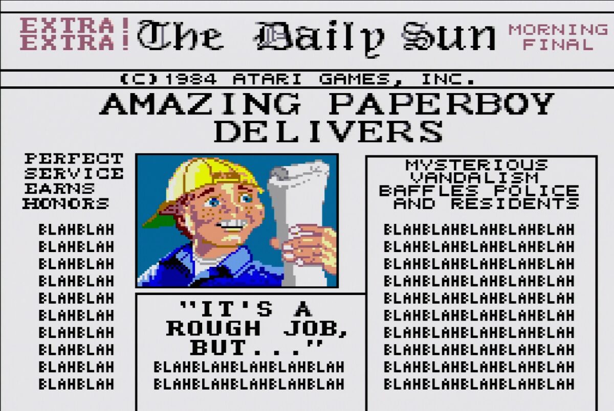 Paperboy presse jeu vidéo