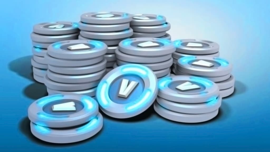 Une pile de V-bucks, la monnaie virtuelle de Fortnite