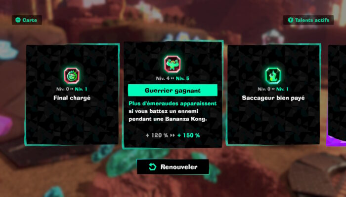 Des perks aléatoires obtenables dans une course aux émeraudes